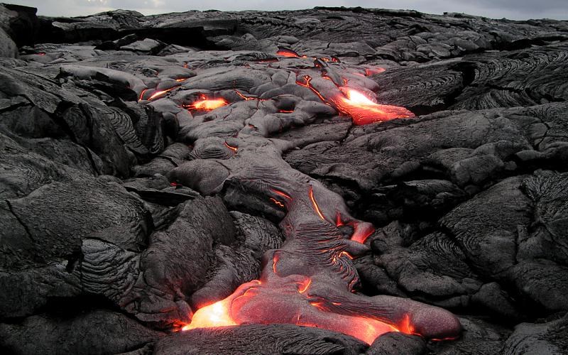 photo of flowing lava