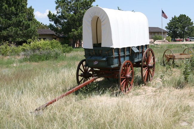 A replica Studebaker covered wagon.