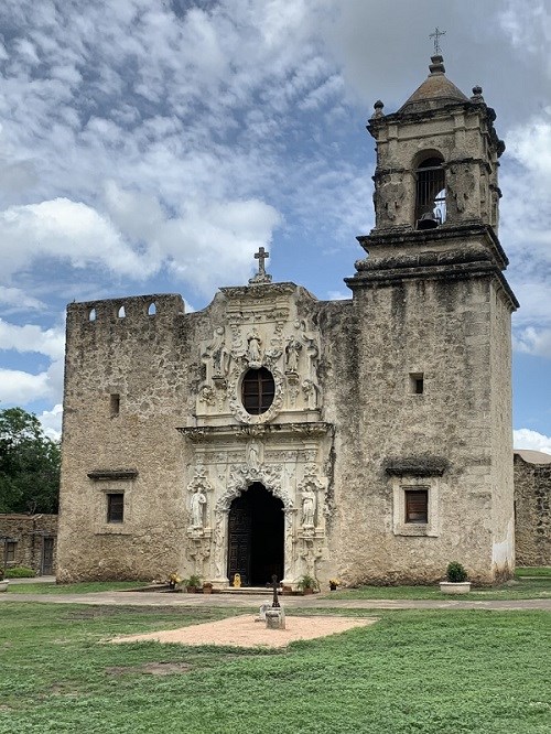 2021 picture of mission san jose and cemetery. (1) picture of mission san jose which is an old church