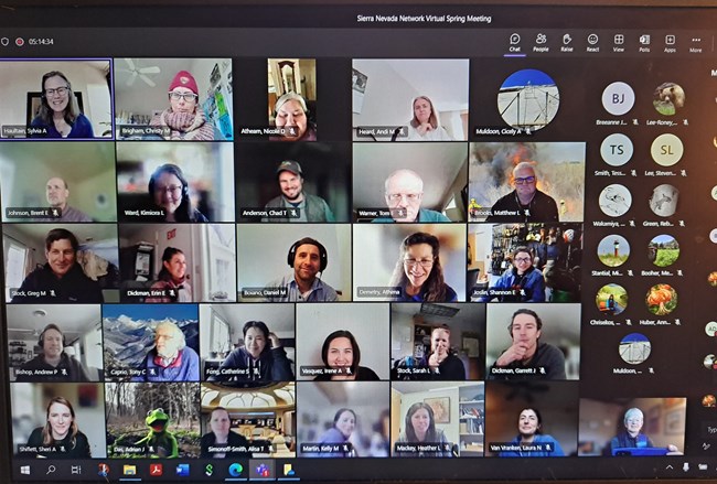 View of a Microsoft Teams call showing images of 28 people participating in the meeting.