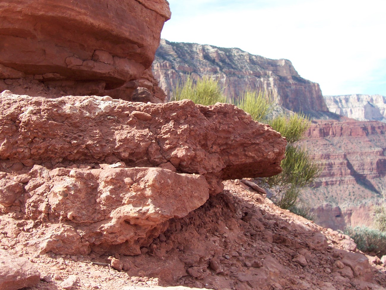 Photo showing details of a rock layer within the cliffs of the Grand Canyon.