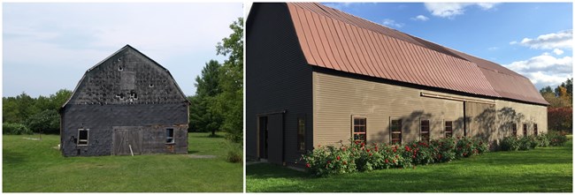 two views of an old barn