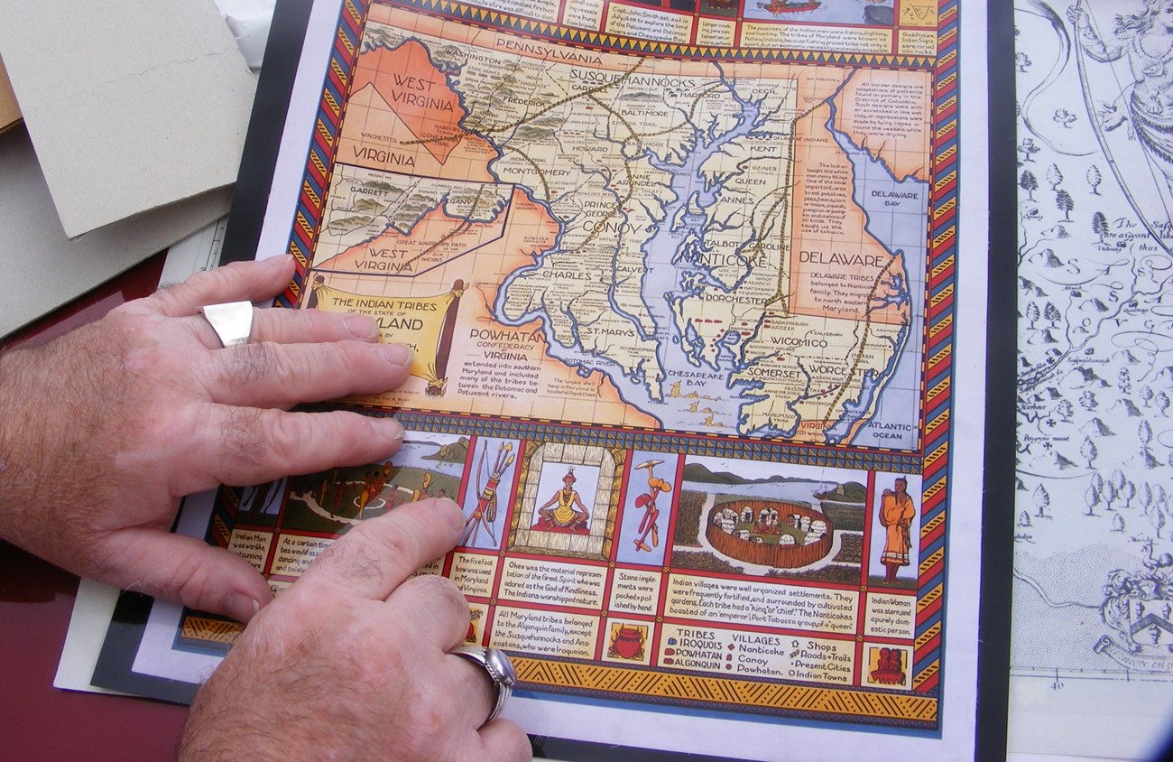 Map Map of Maryland showing Indigenous places and history