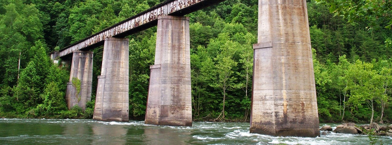 A railroad bridge crossing the Gauley River A railroad bridge crossing the Gauley River