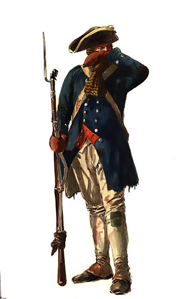 A Continental soldier in winter dress. A Continental soldier in winter dress.