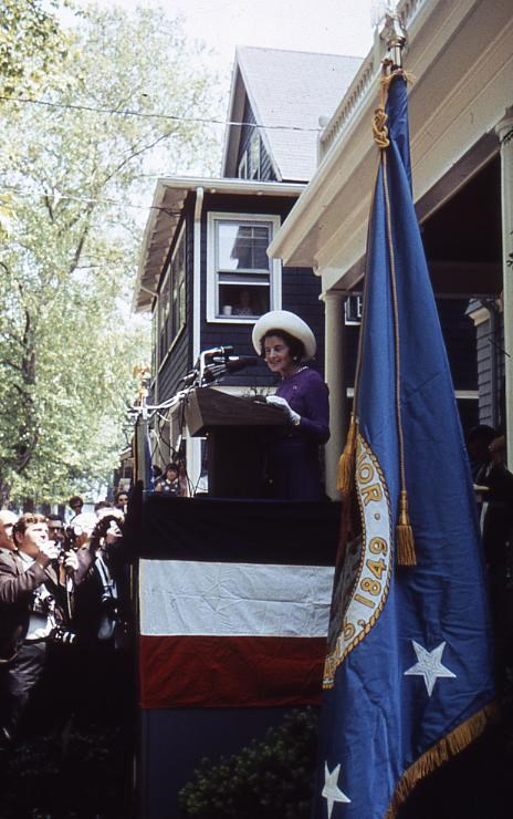 Dedication of John Fitzgerald Kennedy NHS Rose Kennedy stands at podium