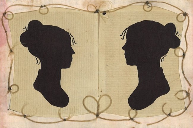 Portraits of Charity and Sylvia, silhouettes framed with braided hair. Image credit: the Henry Sheldon Museum of Vermont History. Starting in 1809, Charity and Sylvia lived together as a couple in Weybridge, Vermont for over forty years.