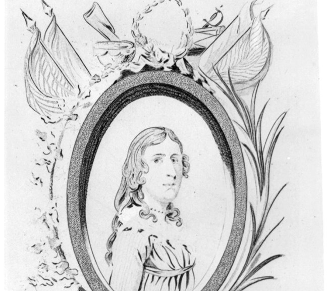 Deborah Sampson, engraving published by HW Mann in 1797.