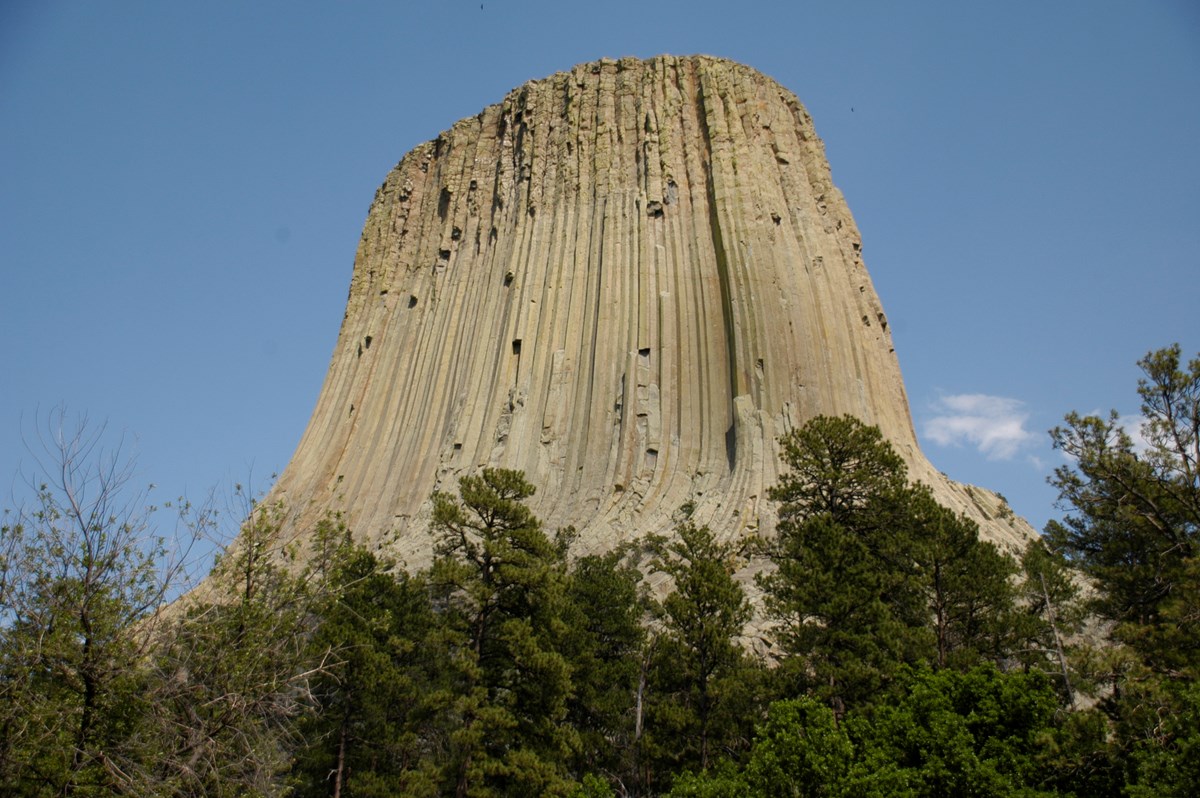 photo of devils tower rock monolith