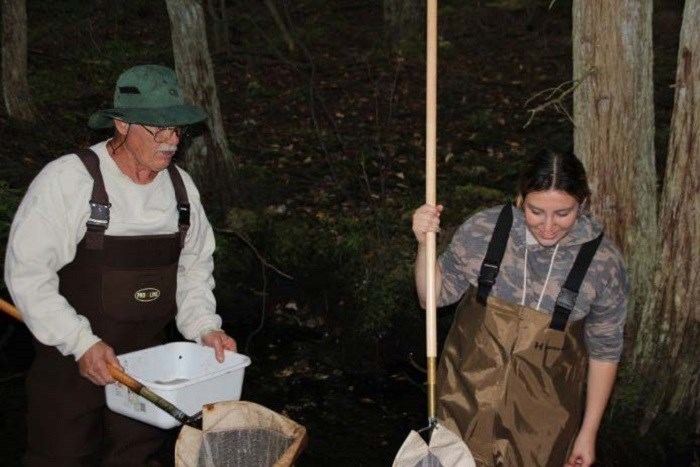 Students from Richard Stockton University learning about water quality while doing a streamside Macroinvertebrate survey.  Photos provided by Lynn Maun.