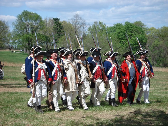 The 2nd Pennsylvania Reenactment Group demonstrates marching