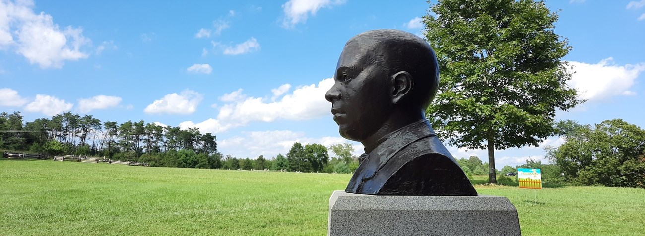 A bust of Booker T. Washington