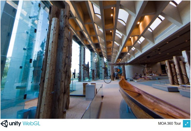 Screenshot of a 360 degree VR museum environment in Unity.
