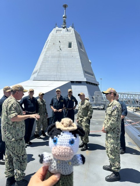 Ranger Cow on the CG 63 Ranger Cow held on deck of CG 63 with crew and officers