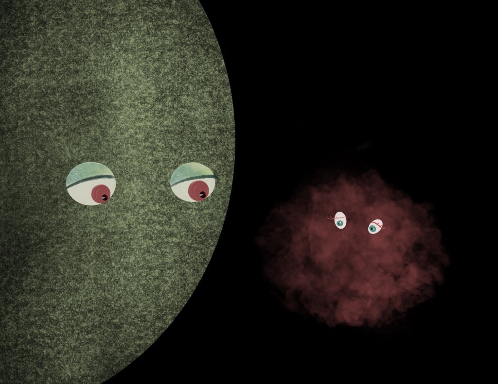 KGardiner_EarthMoonRomance_4 Earth looks at the Moon, which has turned into a magma ocean