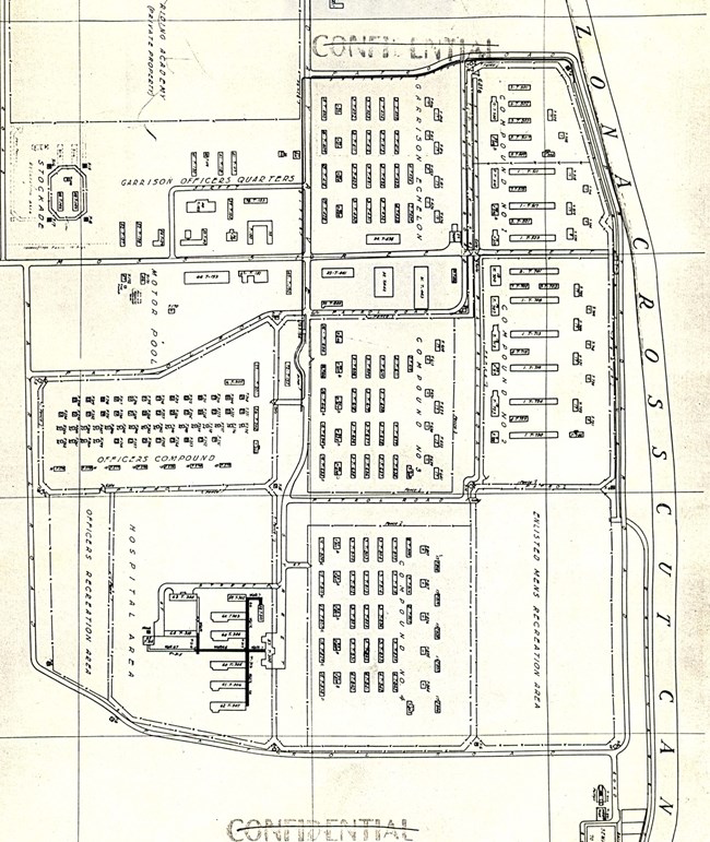 Camp Papago Park Layout Architectural drawing of Camp Papago Park, where prisoners of war were kept in Tempe, Arizona