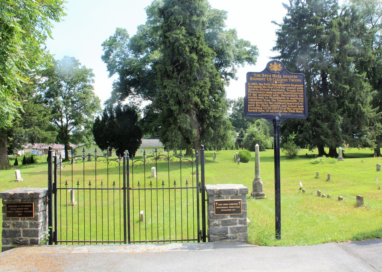 Pennsylvania Historical Marker for the 54th Massachusetts