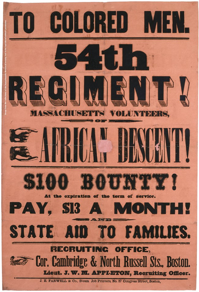 54thBroadside Broadside recruiting for the 54th Massachusetts regiment.