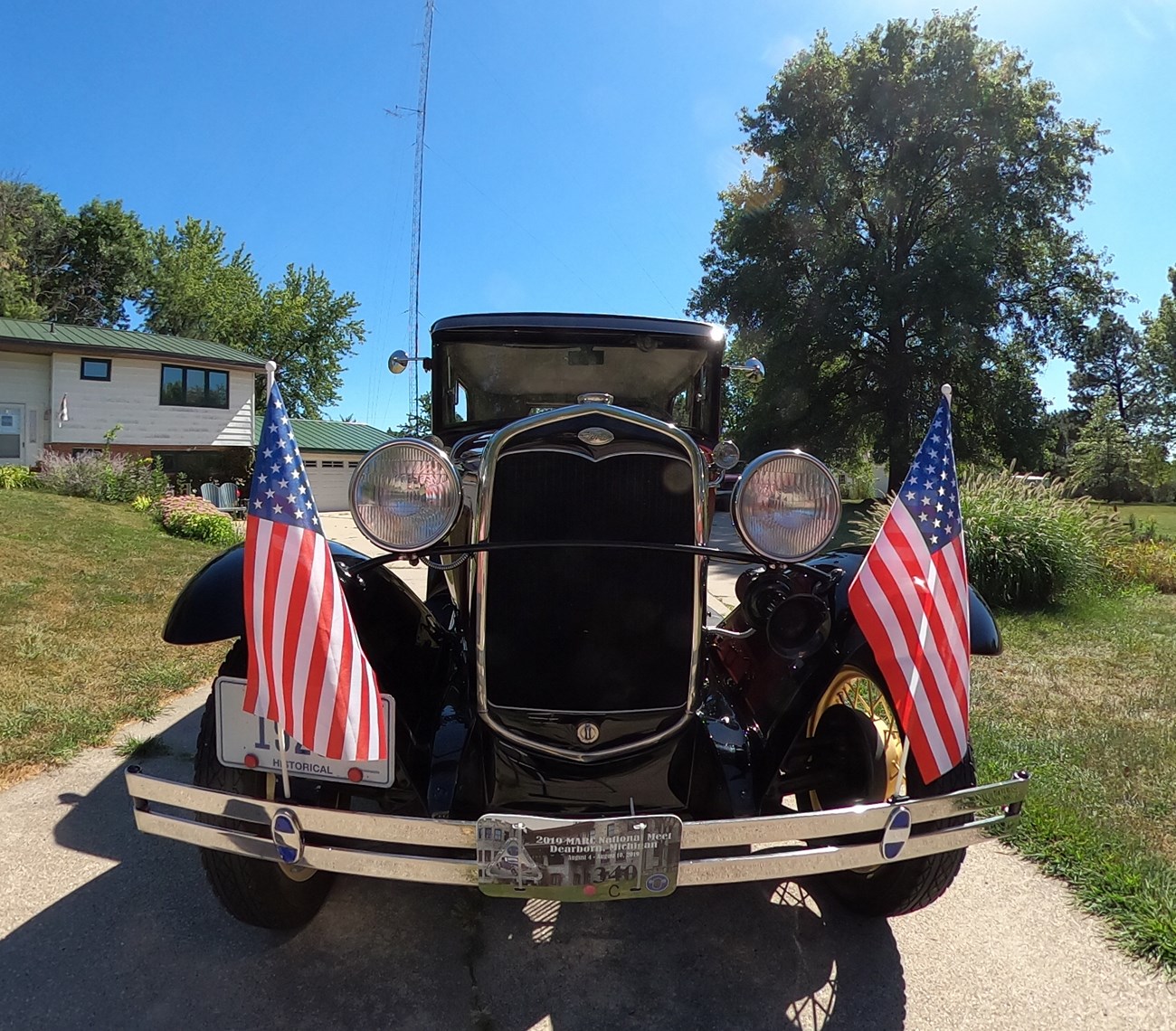 a 1931 restored Model A viewed from the front
