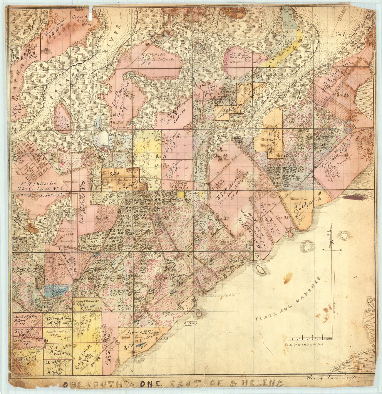 1860s Map of Beaufort A map showing land purchases from the 1860s in Beaufort South Carolina.
