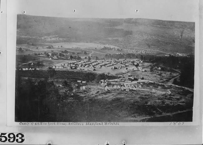 6thArtHvyPhotoCamp Distant photo of a hilltop, military encampment partially visible