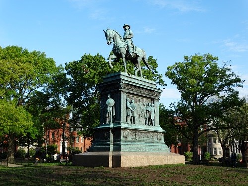 General Logan Equestrian Statue on a pedestal at Logan Circle
