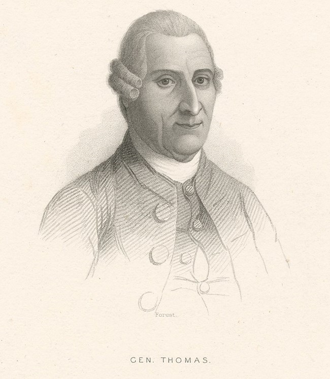 sketch of General Thomas wearing a coat