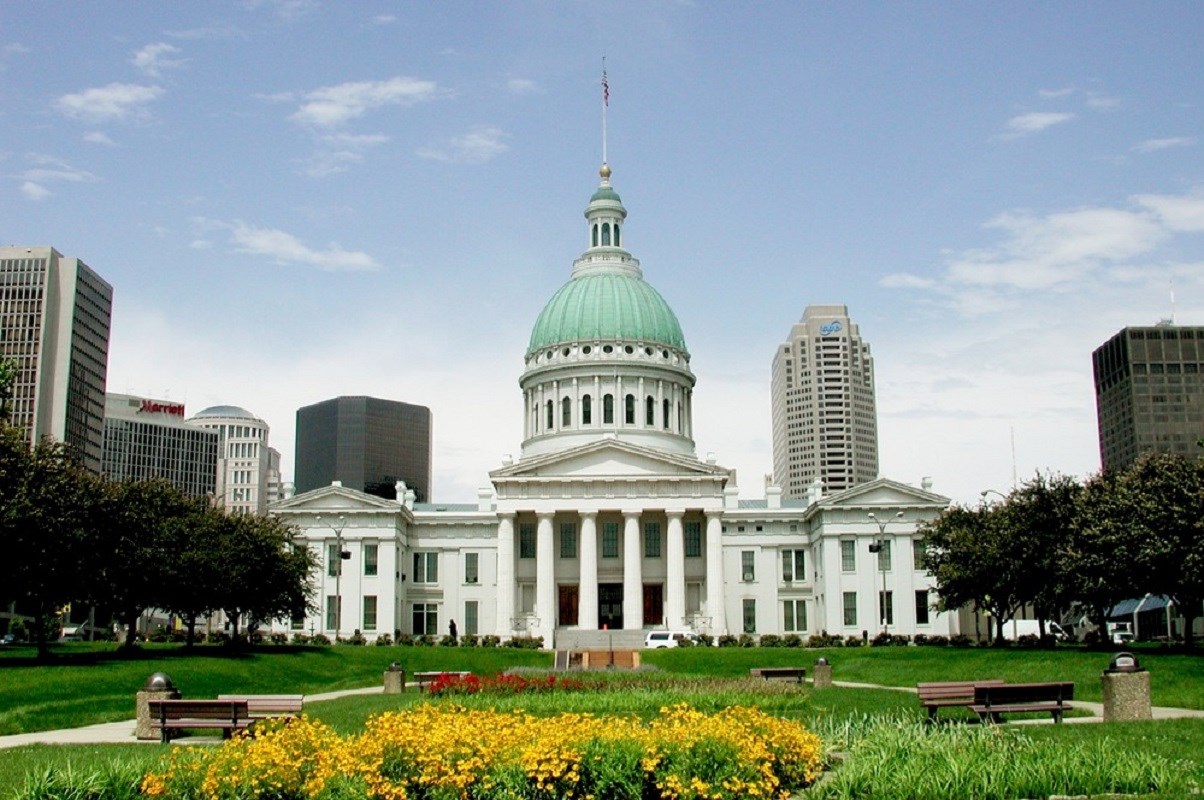 State courthouse in spring.