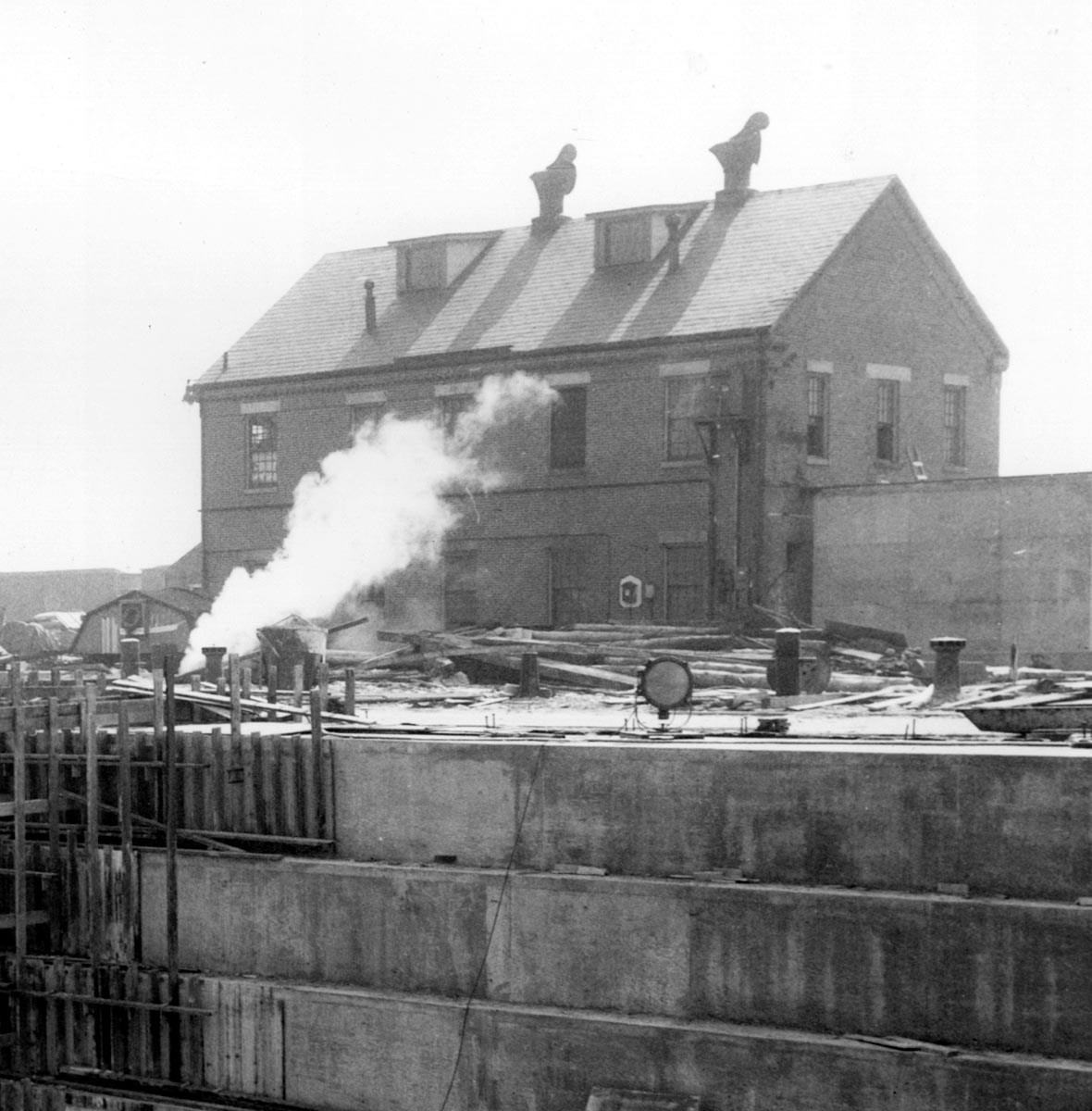 Building 10, a two story 3 pane by 5 pane building, in 1948.