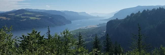 View of river and mountains