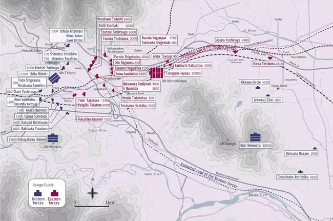 Battle map of the western and eastern armies at 8:00 a.m.