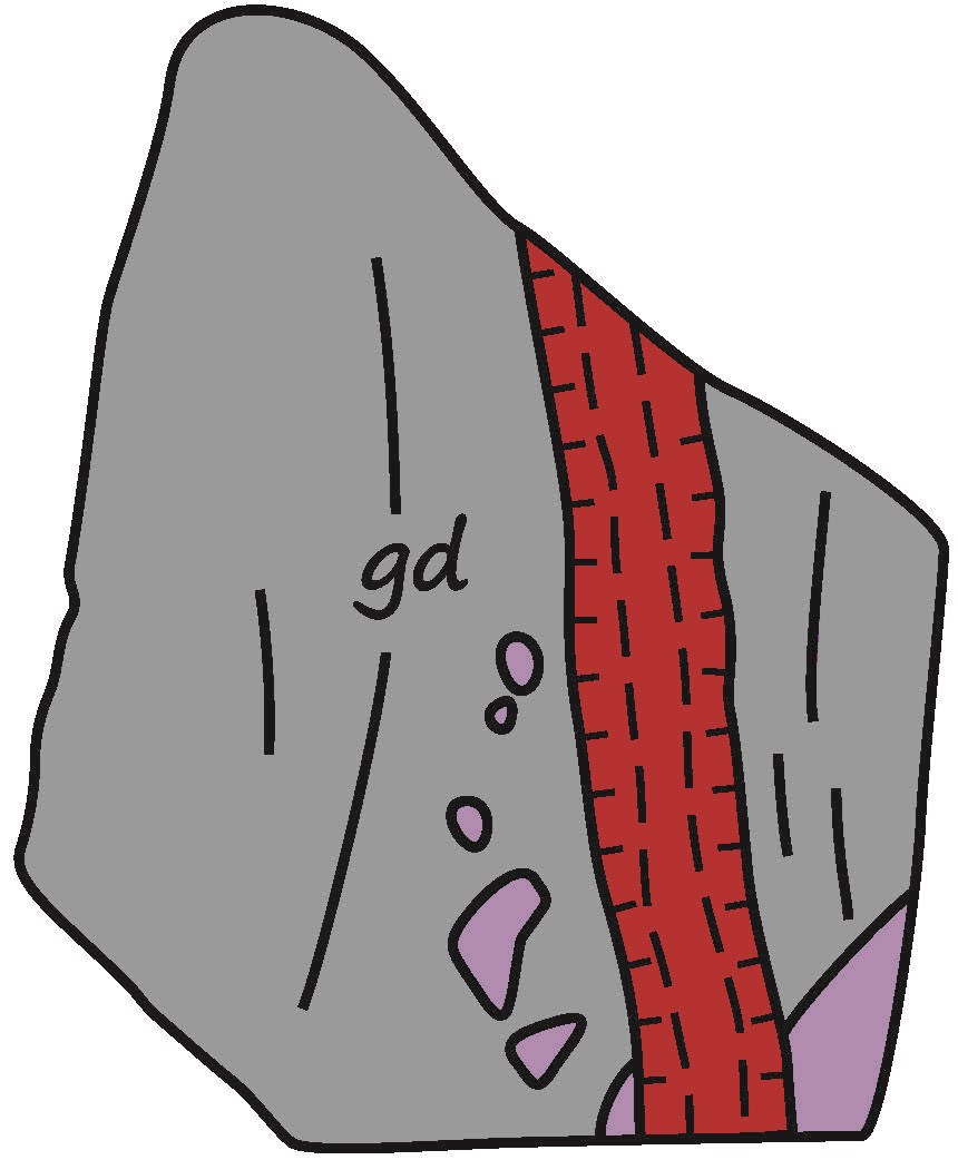Illustration showing details of minerals within a rock sample.