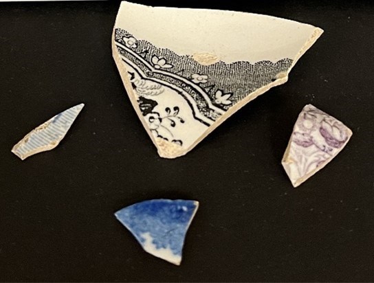 Pieces of ceramics on a black background Pieces of ceramics on a black background
