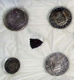 Coins and other artifacts from Spanish shipwrecks on loan at Assateague Island NS.