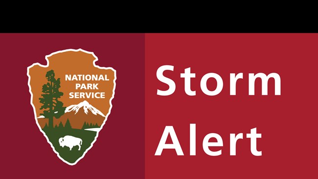 Graphic with NPS arrowhead and text that reads, storm alert