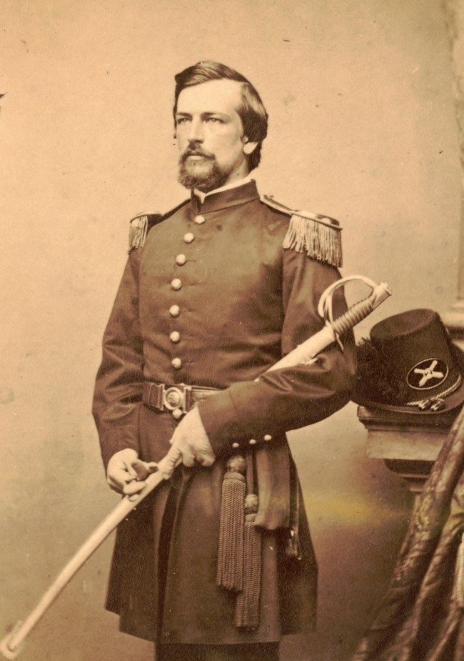 Alexander Webb Sepia portrait of standing Civil War Federal General Alexander Webb