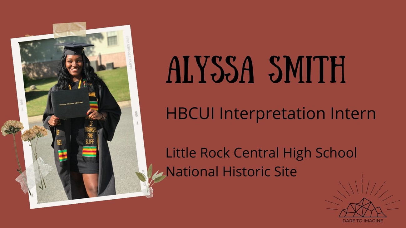 Alyssa2Bio Graphic graphic of a young woman in graduation cap and gown. Text reads Alyssa Smith HBCUI interpretation intern