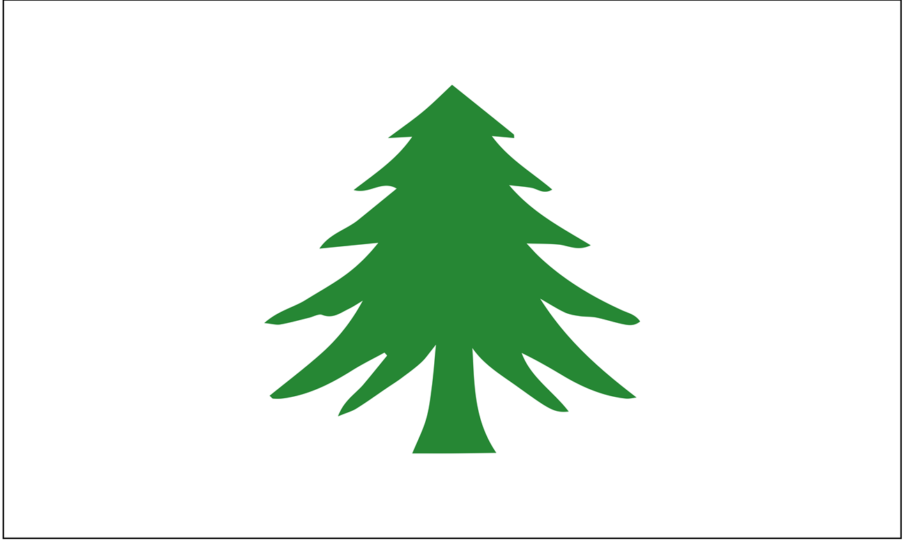 PineTreeFlag A white flag with a pine tree.