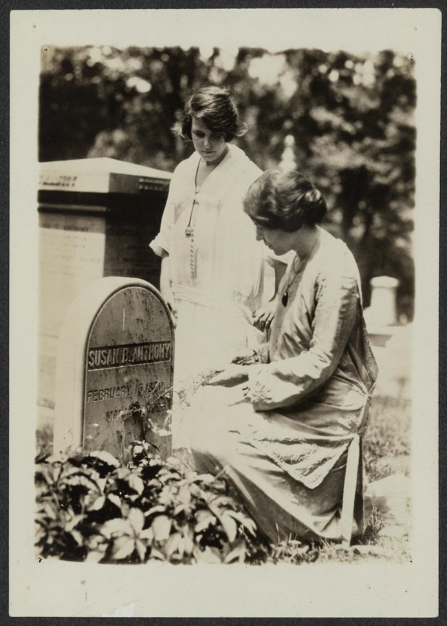 Anna Pollitzer and Alice Paul at Susan B Anthonys Grave Library of Congress 276047v Anna Pollitzer and Alice Paul visiting Susan B. Anthony's grave, 1923. Library of Congress