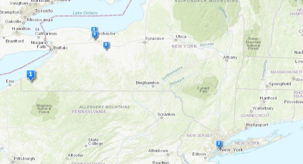 Places of Susan B. Anthony in the US.