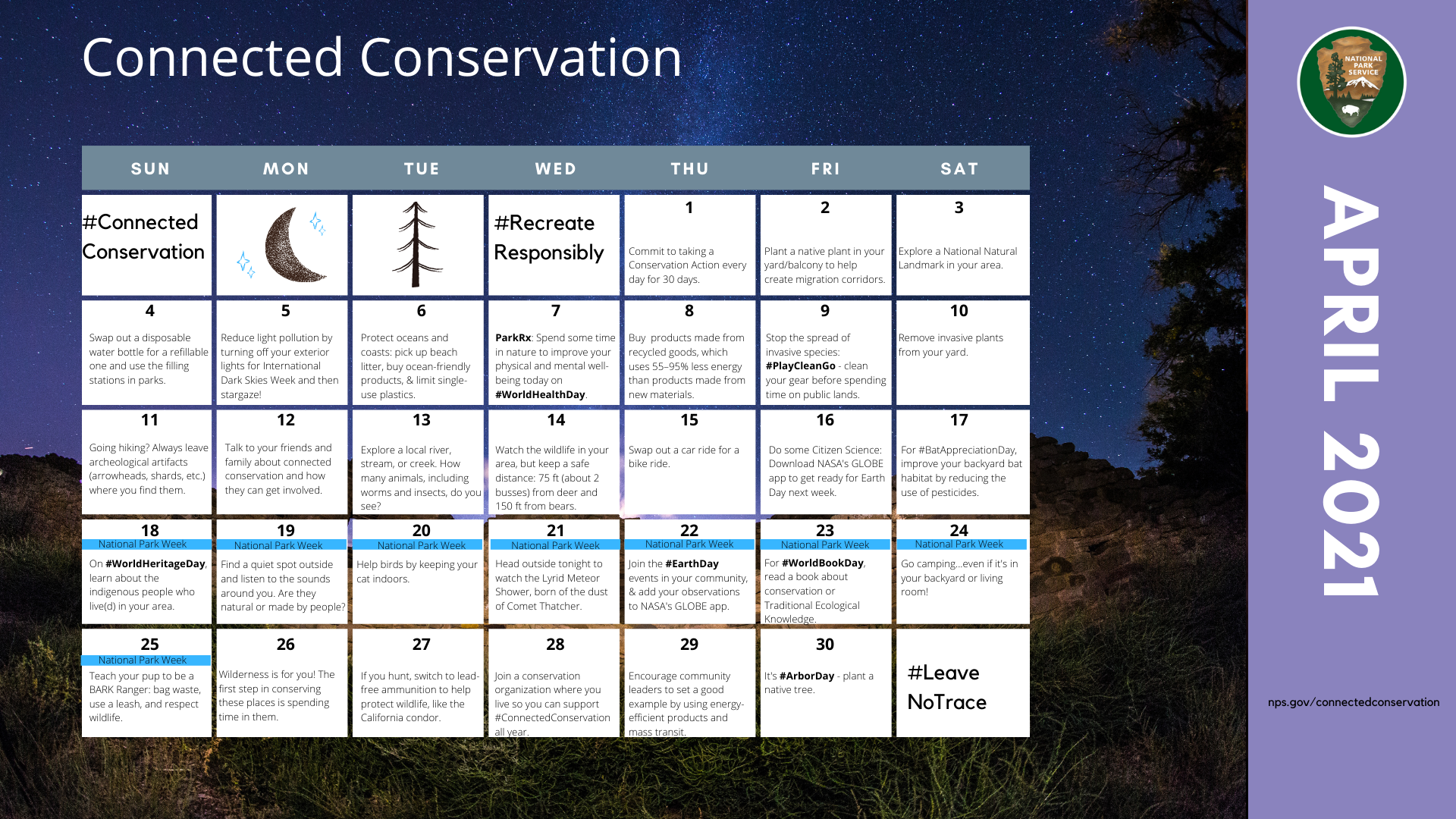 infographic of April calendar and complete alt text is in next section