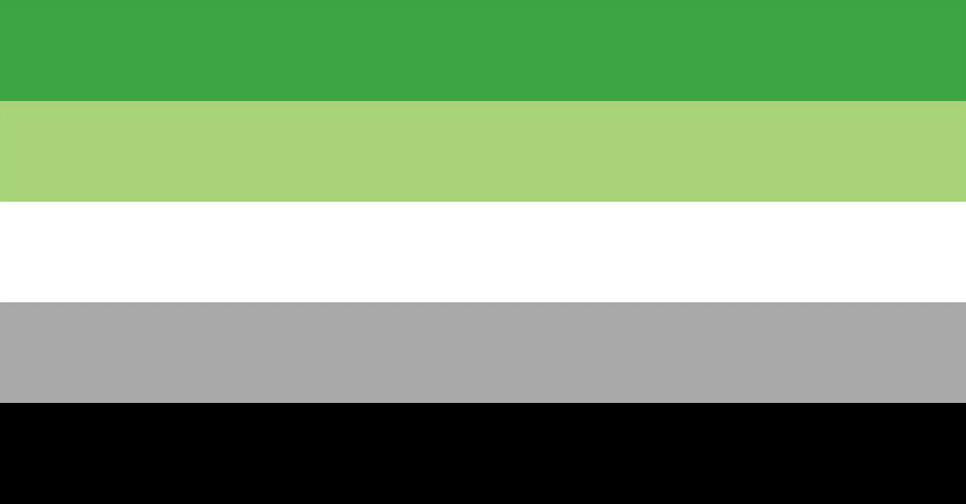 Black, Dark Green, Light Green, White, Gray, and Black Flag