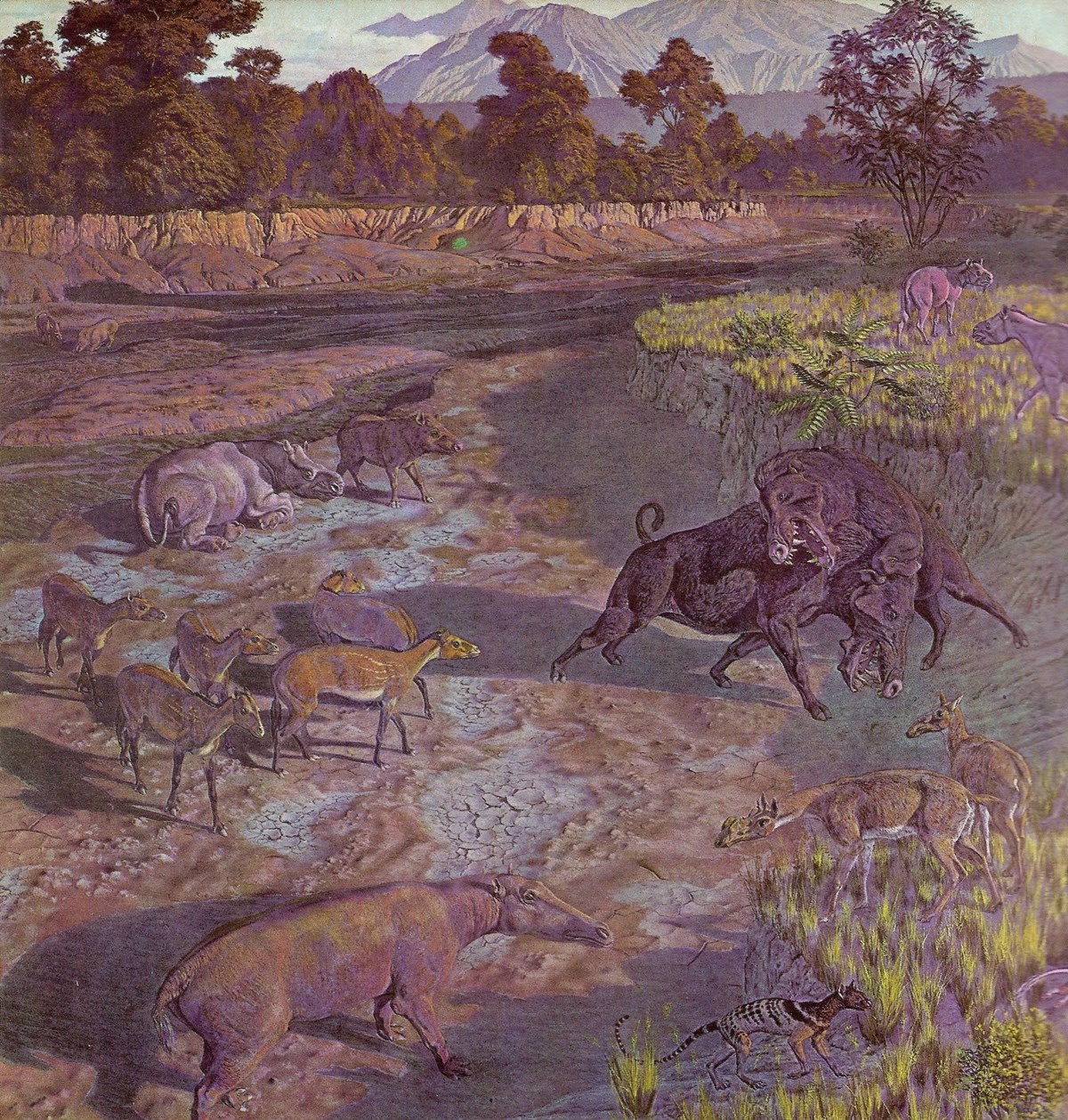 mural of prehistoric landscape and animals