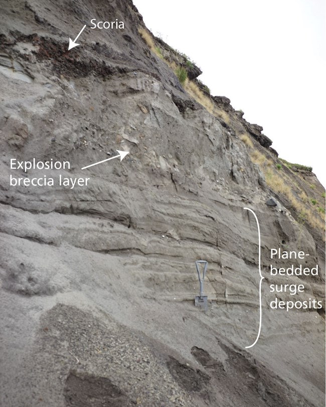 BELA-GRI-fig-11-surge-deposits photo of bedded sediments exposed in a bluff