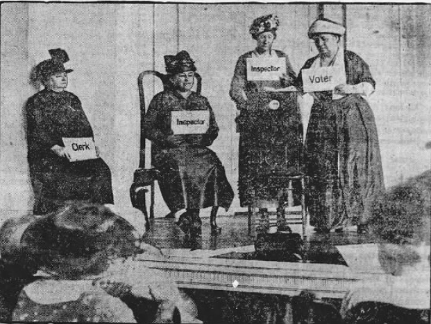 Women practicing a mock election
