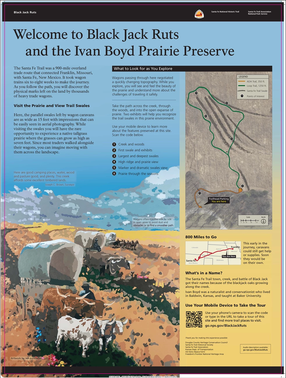 An orientation exhibit for Black Jack Ruts and the walking trails. Full description available below.
