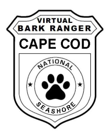 Black and white "Virtual Bark Ranger" badge