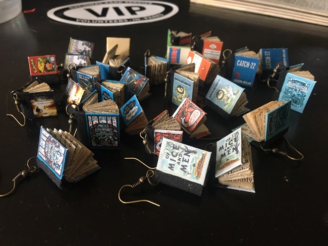 Becca’s handmade book earrings