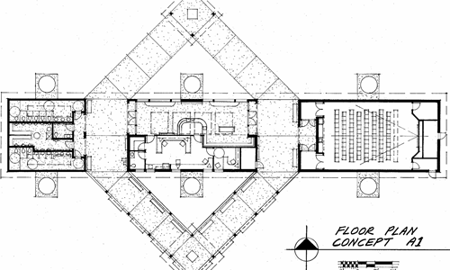 Construction floor plan of visitor center at Big Cyprus National Preserve.