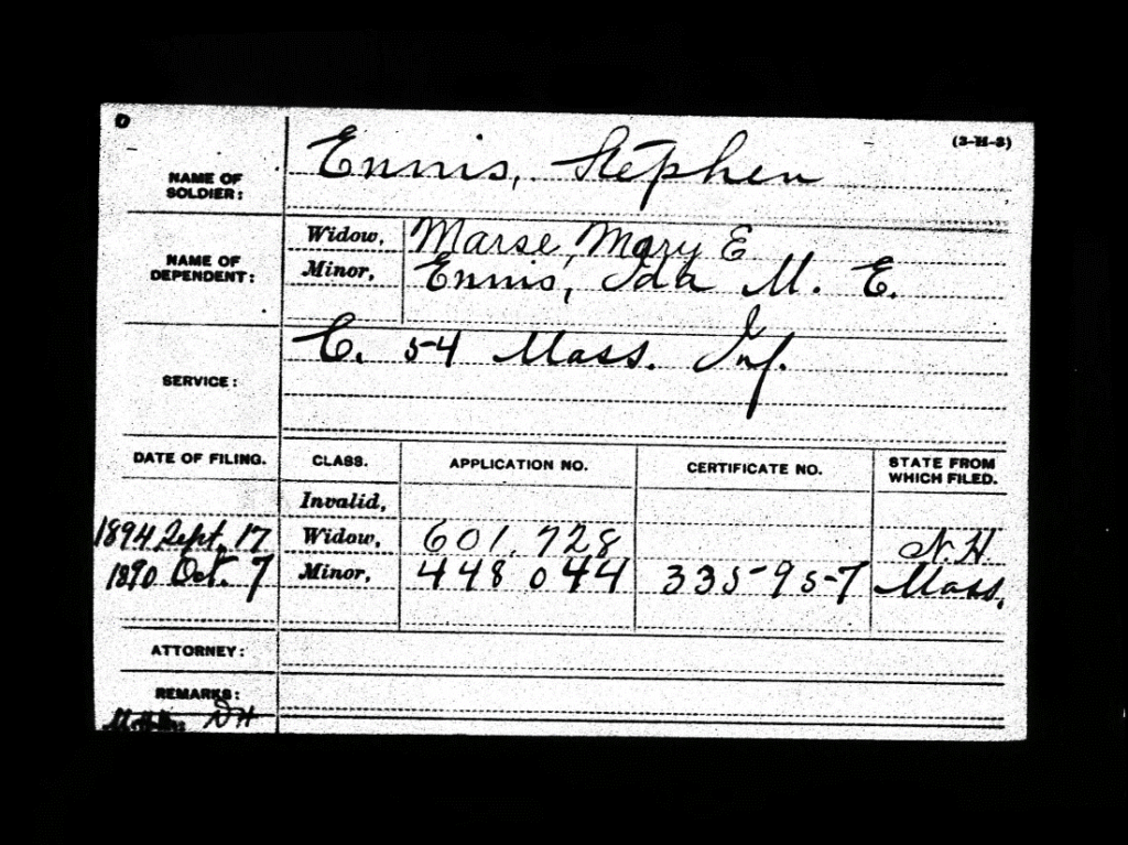 Bill Mcenvoy Rainsford Island and G.A.R Post Black and white scan of a military dependent card